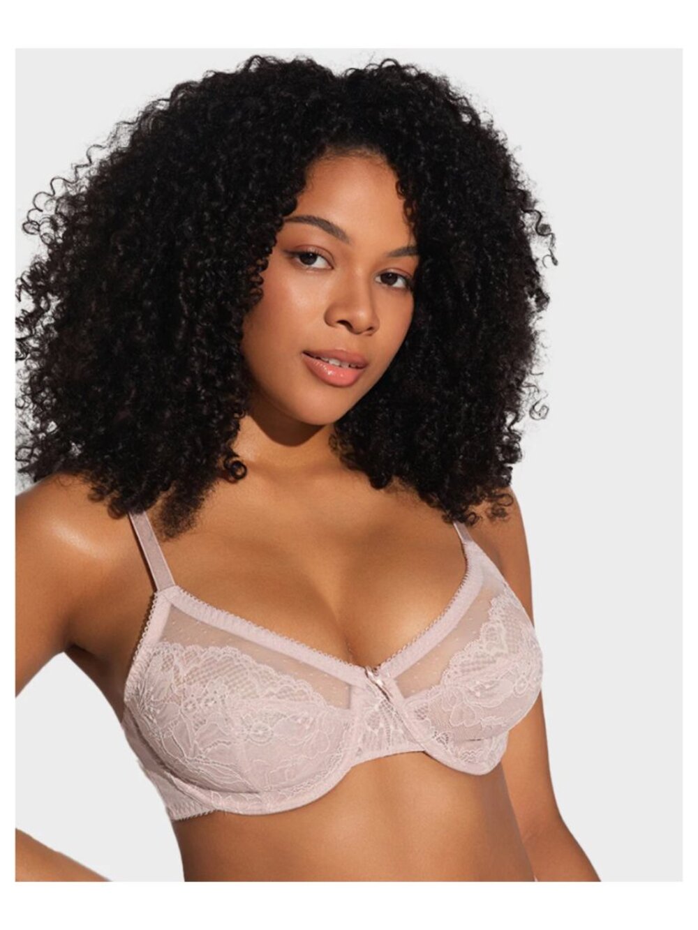 Shecurve 42E Nude Full Coverage Lace Minimizer Bra - Petal Underwire